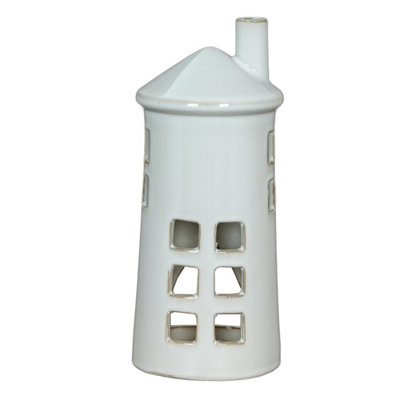 Rhea Large Nautical Lighthouse Tealight HolderCoastal Ceramic Decor from B&Q