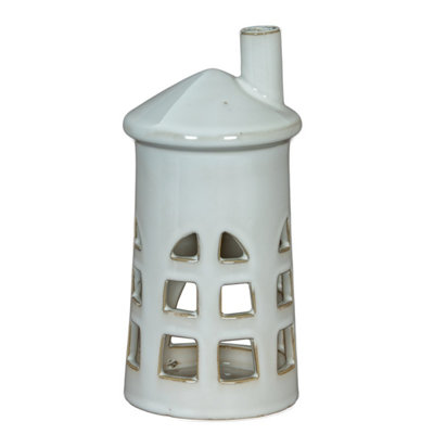 Rhea Medium Lighthouse Tealight HolderCoastal Ceramic Decor from B&Q