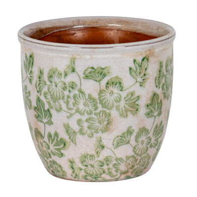 Small Green Clover Ceramic Planter For Succulents & Herbs from B&Q