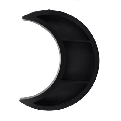 Elegant Black Crescent Moon ShelfWall Mount Trinket Display (42Cm) from B&Q