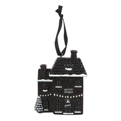 Haunted Holiday House Resin Christmas DecorationSpooky Gothic Xmas Ornament from B&Q