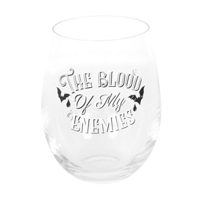 Blood Of My Enemies Stemless Wine GlassGothic Bat Design500Ml from B&Q