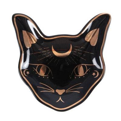 Mystic Mog Cat Face Trinket Dish With Gold Foil Accents from B&Q