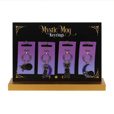 - Mystic Mog Cat Keyrings Set24 Celestial Black Cat Designs With Display