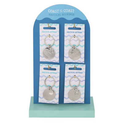 Set Of 24 Nautical Keyrings With Beach Sayings & Charms Display Stand from B&Q