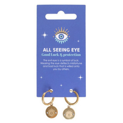 Gold Toned All Seeing Eye EarringsEvil Eye Protection Jewelry from B&Q
