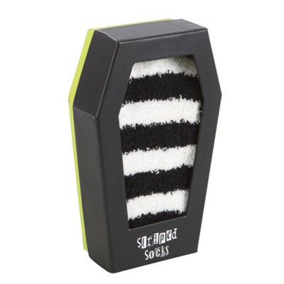 Reawaken Your Soul: Black & White Striped Socks In Coffin Box from B&Q