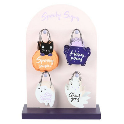 Set Of 24 Mini Spooky Halloween Signs With DisplayCute & Festive Decor from B&Q