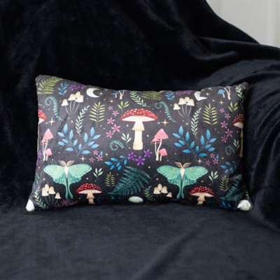 Dark Forest 40Cm Rectangular Cushion With Mystical Mushroom & Moth Print from B&Q