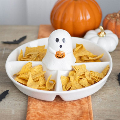 Ghost & Pumpkin Chip Dip Snack DishHalloween Party Centerpiece from B&Q