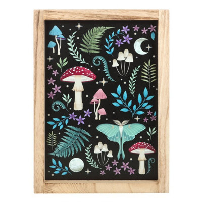 Dark Forest Framed Wall Art With Mystical Mushrooms & Luna Moths from B&Q