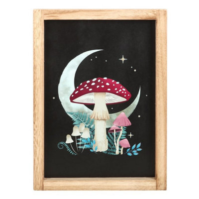 Forest Mushroom Wall Art With Moon & StarsFramed Nature Print from B&Q