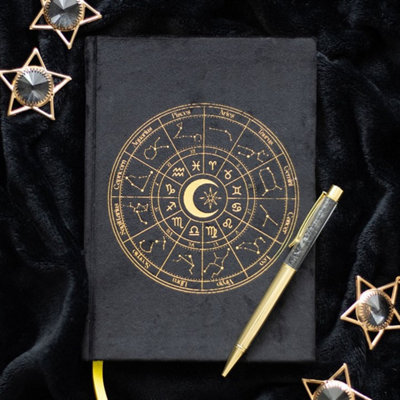 Astrology Wheel Journal With Obsidian Pen & Velvet Cover from B&Q