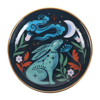 Midnight Hare Ceramic Trinket Dish With Gold Moon & Stars from B&Q