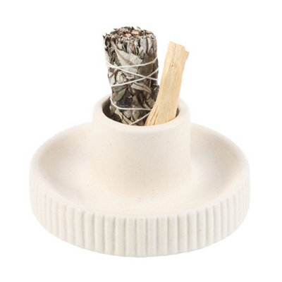 Cream Ribbed Ceramic Smudge Bowl For Sage & IncenseCalm & Decor from B&Q