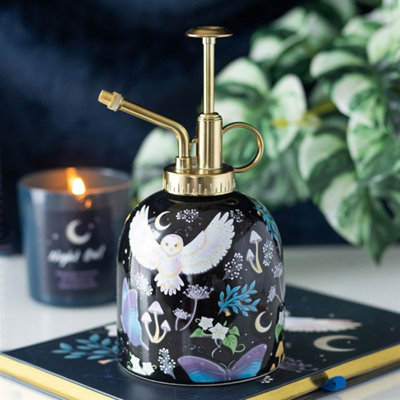 Night Flight Owl Ceramic Plant Mister500MlGold DetailingGift Idea from B&Q