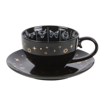Astrology Fortune Telling Teacup With Zodiac Wheel500Ml Black & Gold from B&Q