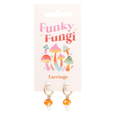 Orange Mushroom Dangle EarringsUnique Glass Toadstool Jewelry from B&Q