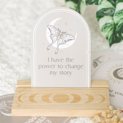 Luna Moth Affirmation Cards With Wooden StandDaily Positivity Set
