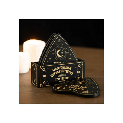  - Black Talking Board Planchette Coaster SetCelestial Gold Design