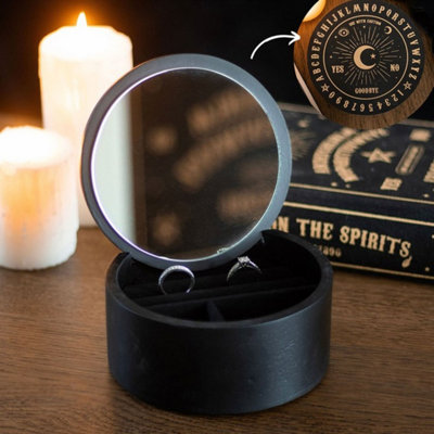  - Mystical Black Talking Board Jewelry Box With Mirror & Gold Finish
