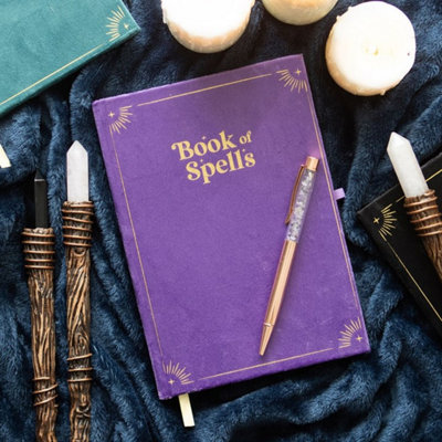 Magical Book Of Spells Journal With Amethyst Pen & Gold Details from B&Q