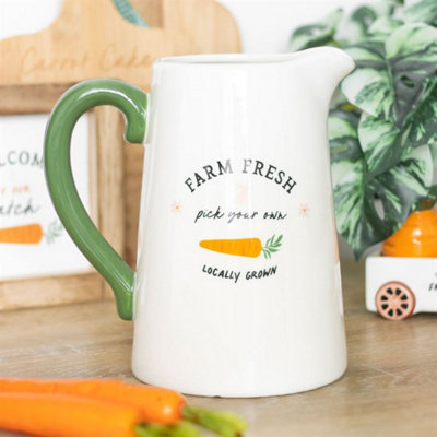 Farm Fresh Carrot & Bunny Ceramic Flower JugRustic Home Decor (1100Ml) from B&Q