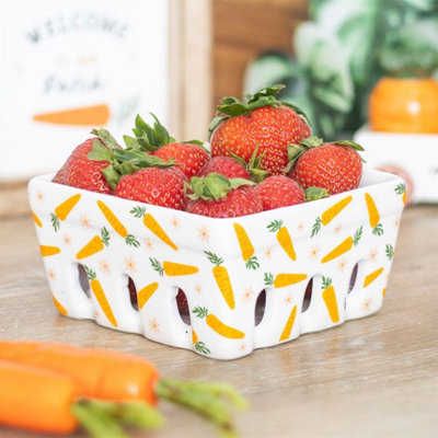 Carrot Patch Ceramic Berry BasketFood SafeStylish Kitchen Organizer from B&Q