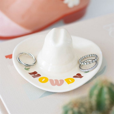 Howdy Cowboy Hat Trinket DishCute Rodeo Themed Jewelry Catchall from B&Q