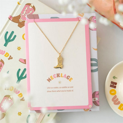 Cowboy Boot Necklace On Greeting CardPerfect Cowgirl Gift from B&Q