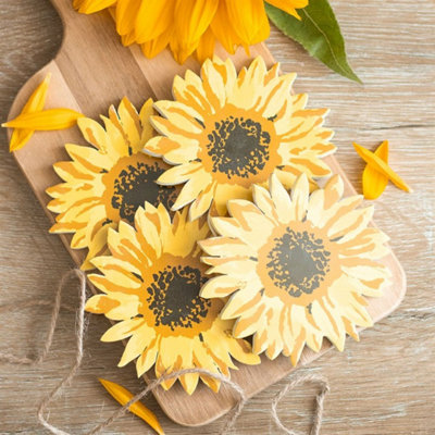 Sunflower Coaster Set4 BrightRustic Mdf Protectors from B&Q