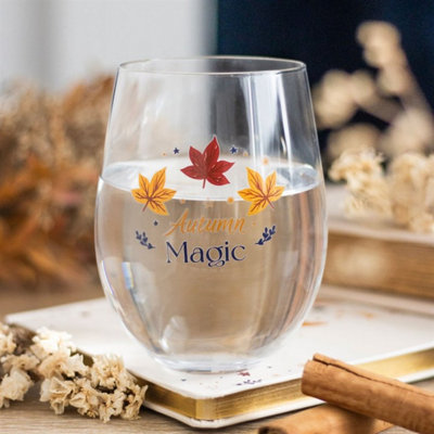 Autumn Magic 500Ml Stemless GlassElegant Wine & Cider Gift from B&Q