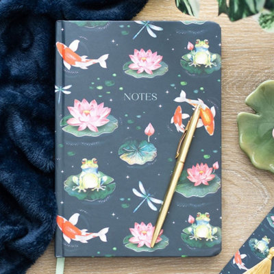Pond-Inspired A5 Notebook With Gold Foil Pages & Mint Ribbon