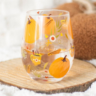  - Autumn Days Stemless GlassCozy Fall Themed Drinkware (550Ml)