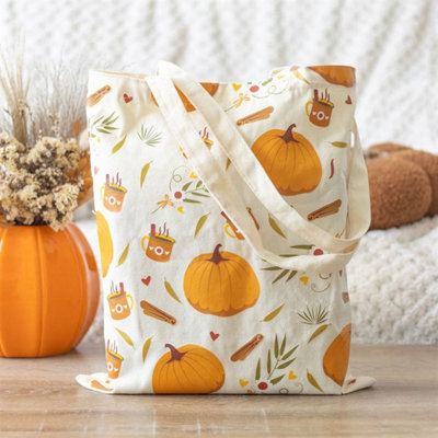Autumn Days Pumpkin Print Tote BagStylish & Eco-Friendly Carryall from B&Q