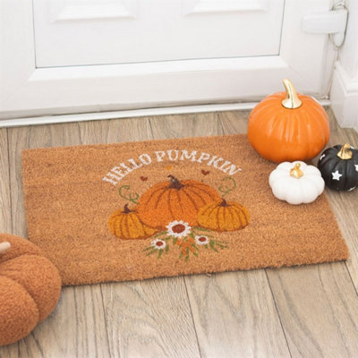 Hello Pumpkin Coir DoormatAutumn Welcome For Indoor Use from B&Q