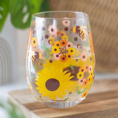 Bee Radiant Sunflower & Moon Phases Stemless Glass450Ml from B&Q