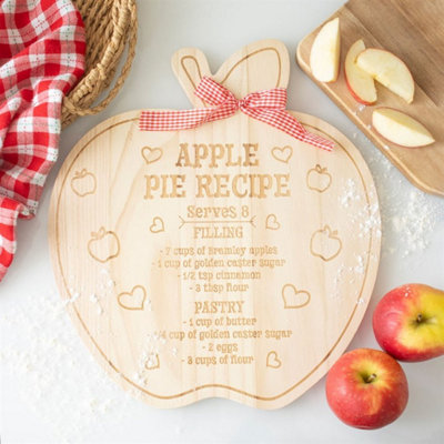 Apple Pie Recipe Serving BoardRustic Kitchen Decor & Gift from B&Q