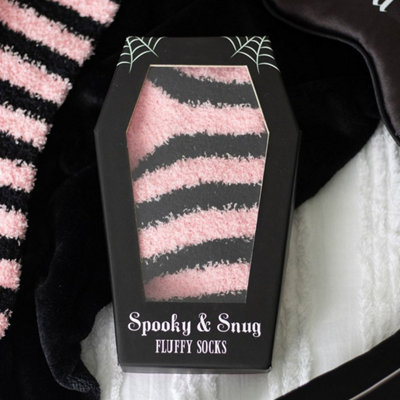 Pink & Black Striped Socks In Coffin Gift BoxCozy Gothic Gift from B&Q