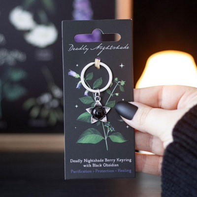 Deadly Nightshade & Black Obsidian KeyringGothic Accessory from B&Q