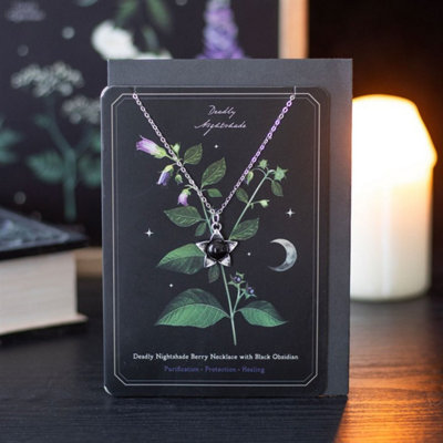Deadly Nightshade Necklace With Black Obsidian On Greeting CardGothic Jewelry from B&Q