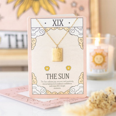 Sun Tarot Necklace On Greeting CardGold-Tone Pendant Gift For Tarot Lovers from B&Q