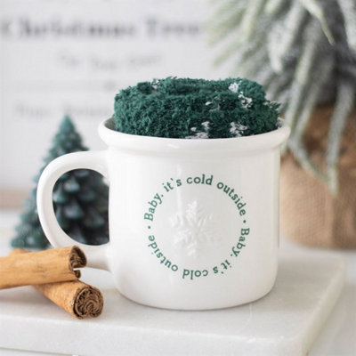  - Festive Baby Its Cold Outside Mug & Socks SetWinter Cozy Gift