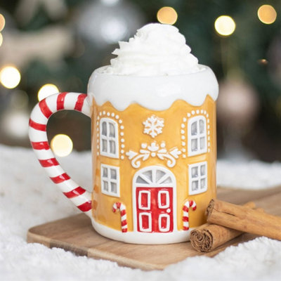 Festive Gingerbread House Mug With Candy Cane Handle500Ml Christmas Drinkware from B&Q