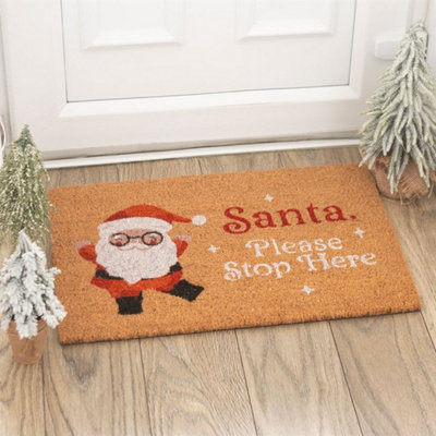 Festive Santa Claus DoormatWarm Welcome For Christmas Entryway from B&Q