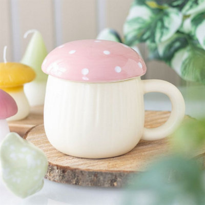  - Pink Mushroom Ceramic Mug350MlWoodland Toadstool Design