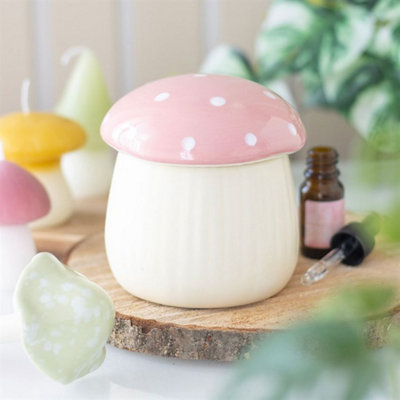 Pink Mushroom Ceramic Oil BurnerAromatherapy Diffuser For Relaxation from B&Q