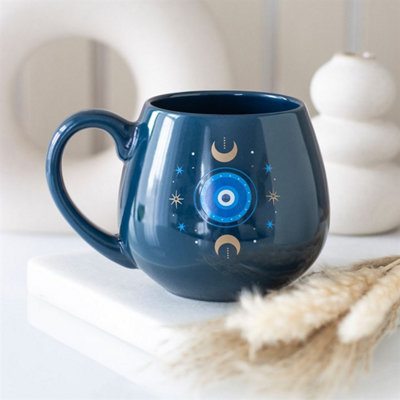 Mystical All Seeing Eye MugDark Blue Crescent Moon & Star Ceramic Cup from B&Q