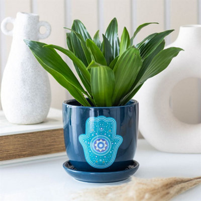 Hand Of Hamsa Ceramic Plant Pot For Indoor Plants & Succulents