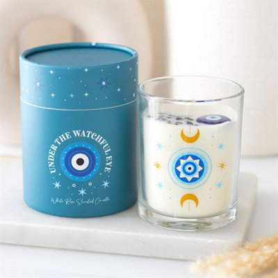 Under Watchful Eyes White Rose Candle With CrystalsSpiritual Gift from B&Q